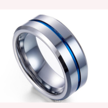 New Fashion Jewelry 8mm Width IP Blue Men′s Polished Tungsten Carbide Wedding Ring